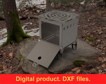 Ultralight Portable Hiking & Camping Firewood Stove V3 ~ Folding Backpack Campfire Burner DXF SVG Files for Plasma, Laser, and DIY Projects
