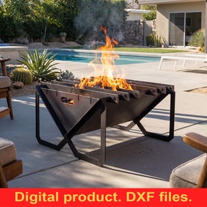 Leichte rechteckige zusammenklappbare Feuerstelle V2 DXF-Dateien für Lasercut-Plasma, Laserschneiden, CNC-Digital Garten Feuerstelle Pläne für Camping, Garten, Terrasse