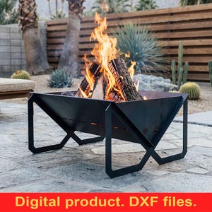 Leichte rechteckige zusammenklappbare Feuerstelle V1 DXF-Dateien für Plasmen CNC Laser Cut ~ tragbare Feuerstelle für Camping & Garten ~ Metall BBQ Feuerstelle