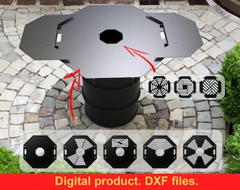 Octagon Fire Plate 100 cm for Fire Barrel and Kettle Barbecue Grill Plate Plancha bbq, DXF files for plasma, laser cutting, CNC. DIY