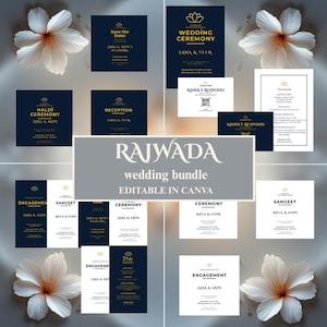 Midnight Sapphire Indian Wedding Invitation Bundle • 111 templates • Canva Editable Sangeet Haldi etc.