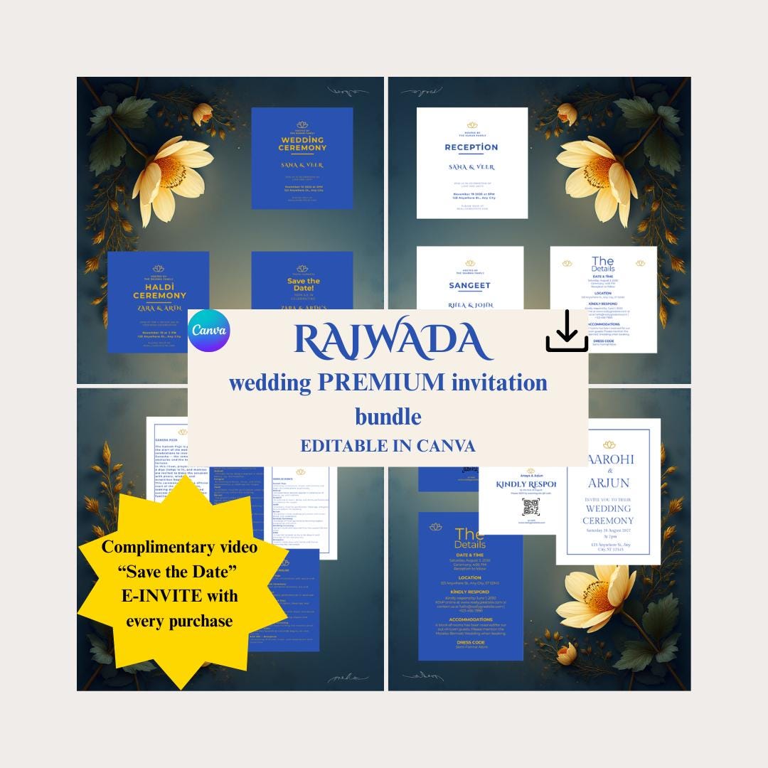 Events Insert Indian Wedding Invitations & Event Inserts. Digital Download, Editable ...