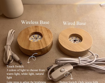 Wooden Wired/Wireless Base, Only Base and USB Cable, Can Be Engraved, No Charging Head