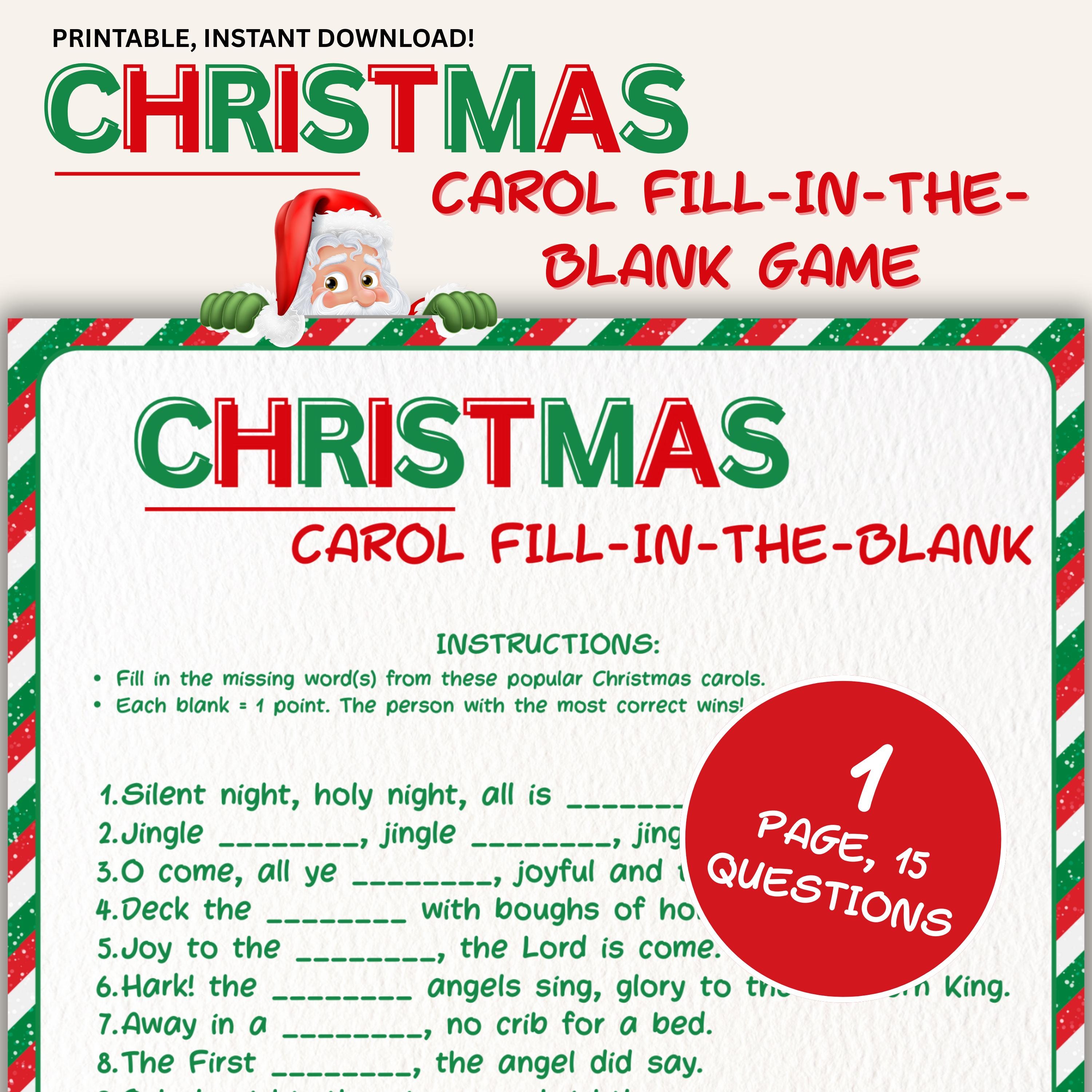 fill in the blank christmas song - etsy