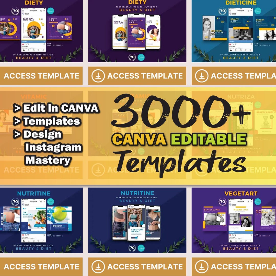 3000+ Canva Editable Social Media Templates Mega Bundle for – Instagram ...
