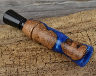 Resin and Wood Duck Call - Cobalt Blue Resin and Back Oak Burl - Arkansas Magnum Duck Call - Single Reed - Duck Hunting Call