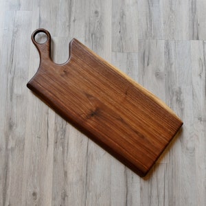 Black Walnut Charcuterie Board With Handle - Cutting Board - Live Edge Board - Solid Slab of Black Walnut - Serving Board - 24 inches long