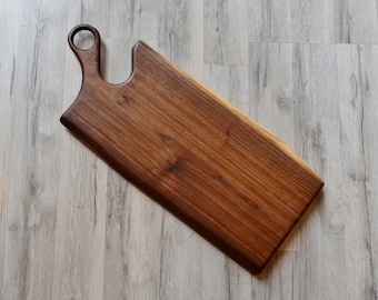 Black Walnut Charcuterie Board With Handle - Cutting Board - Live Edge Board - Solid Slab of Black Walnut - Serving Board - 24 inches long