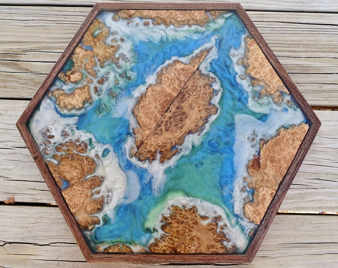 Blue Resin Charcuterie Board, Australian Mallee Burl Serving Tray