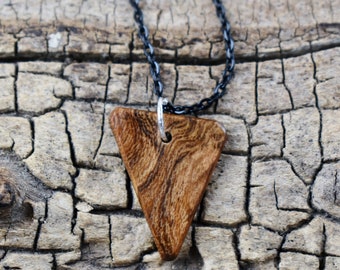 Pheobe Namnu Burl Wood Pendant Necklace - Handmade Wood Pendant - Rare Burl from Southeast Asia - 18 inch Long Chain