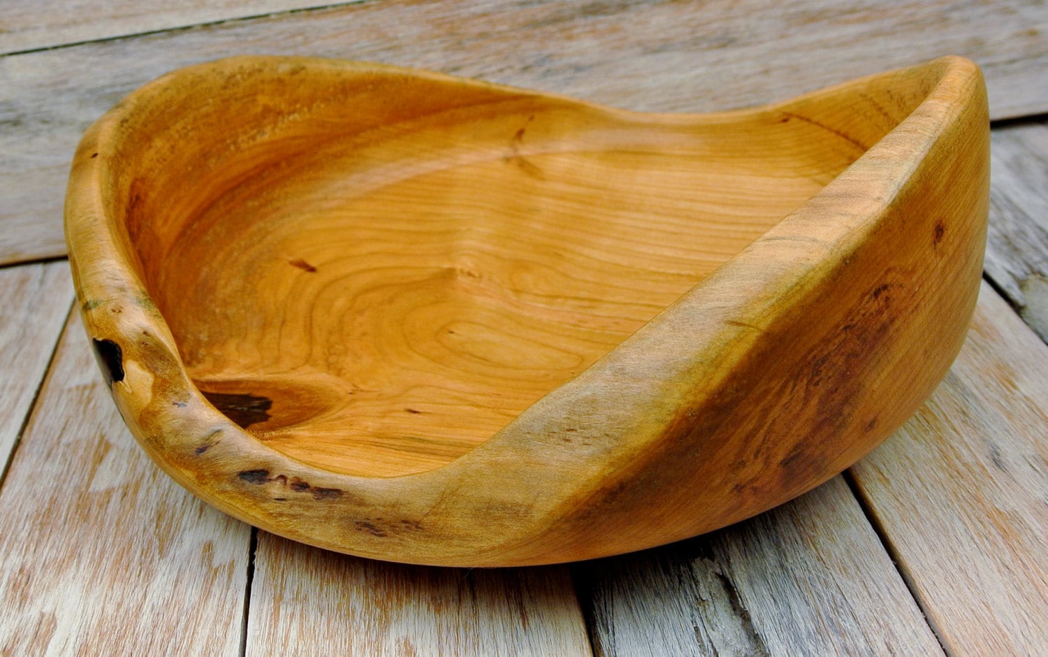 Wooden Centerpiece Bowl Cherry Natural Edge Bowl Rustic Bowl Hand