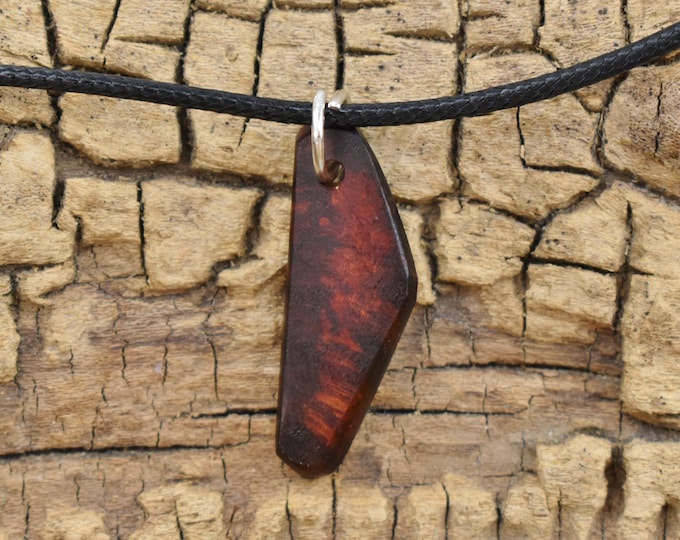 Handmade Bloodwood Burl Wood Pendant Necklace - Adjustable