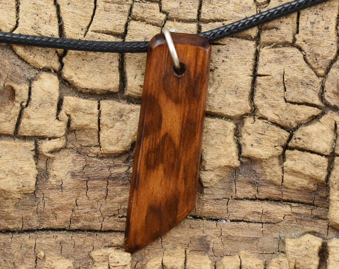 Handmade Snakewood Wood Pendant Necklace - Adjustable 18-20 inch