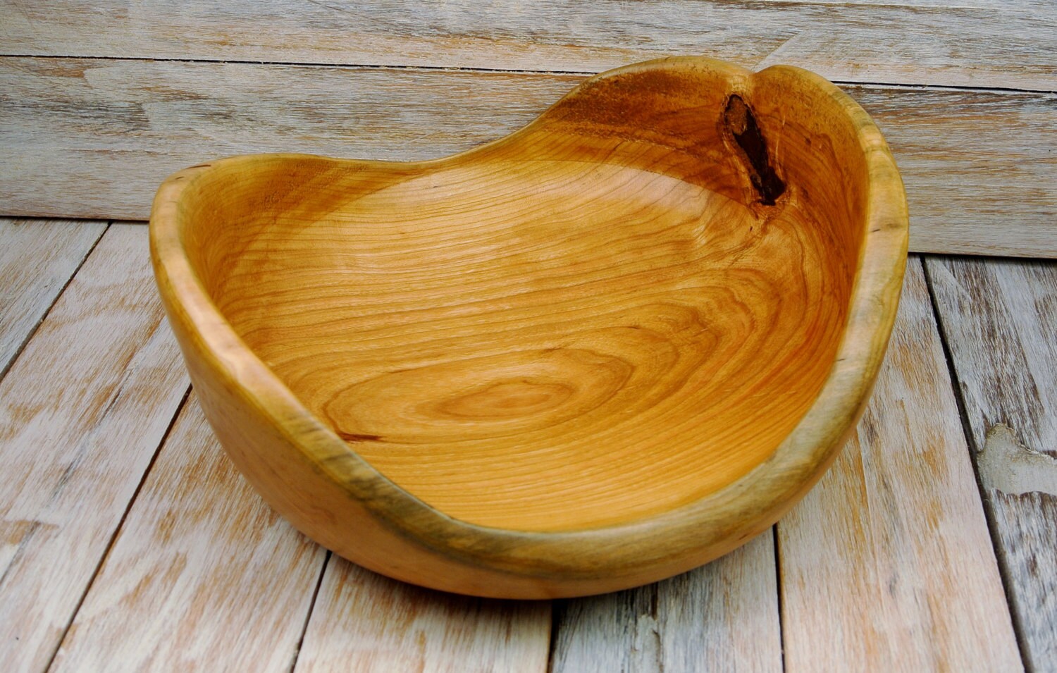 Wooden Centerpiece Bowl Cherry Natural Edge Bowl Rustic Bowl Hand