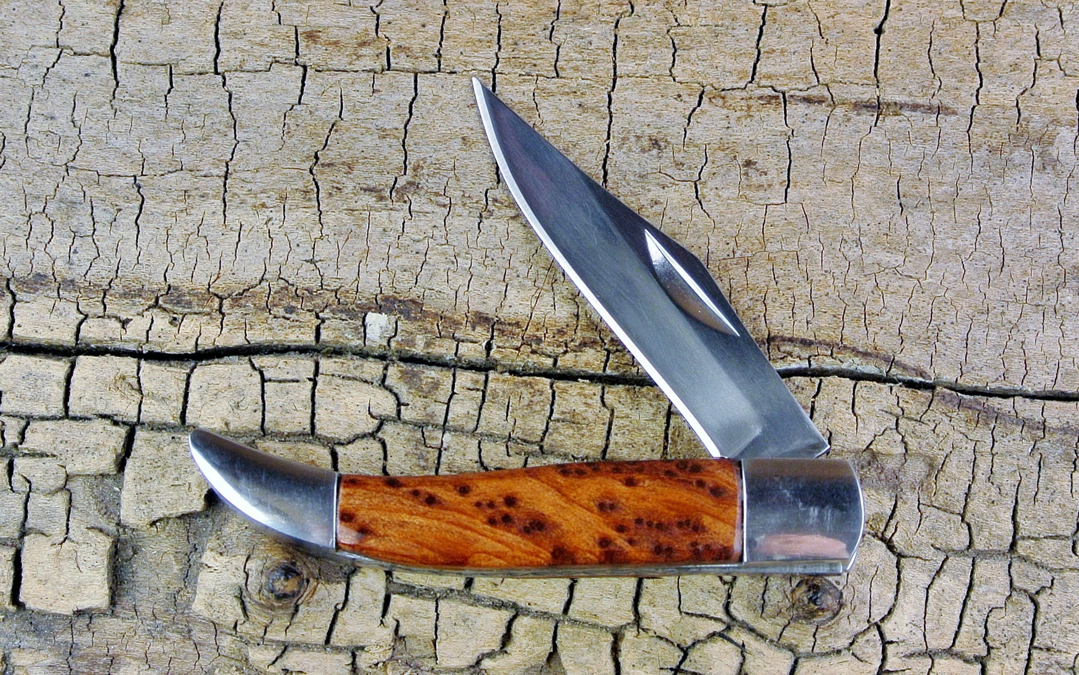 Pocket Knife with Wood Handle Redwood Burl Wooden Handle Wood