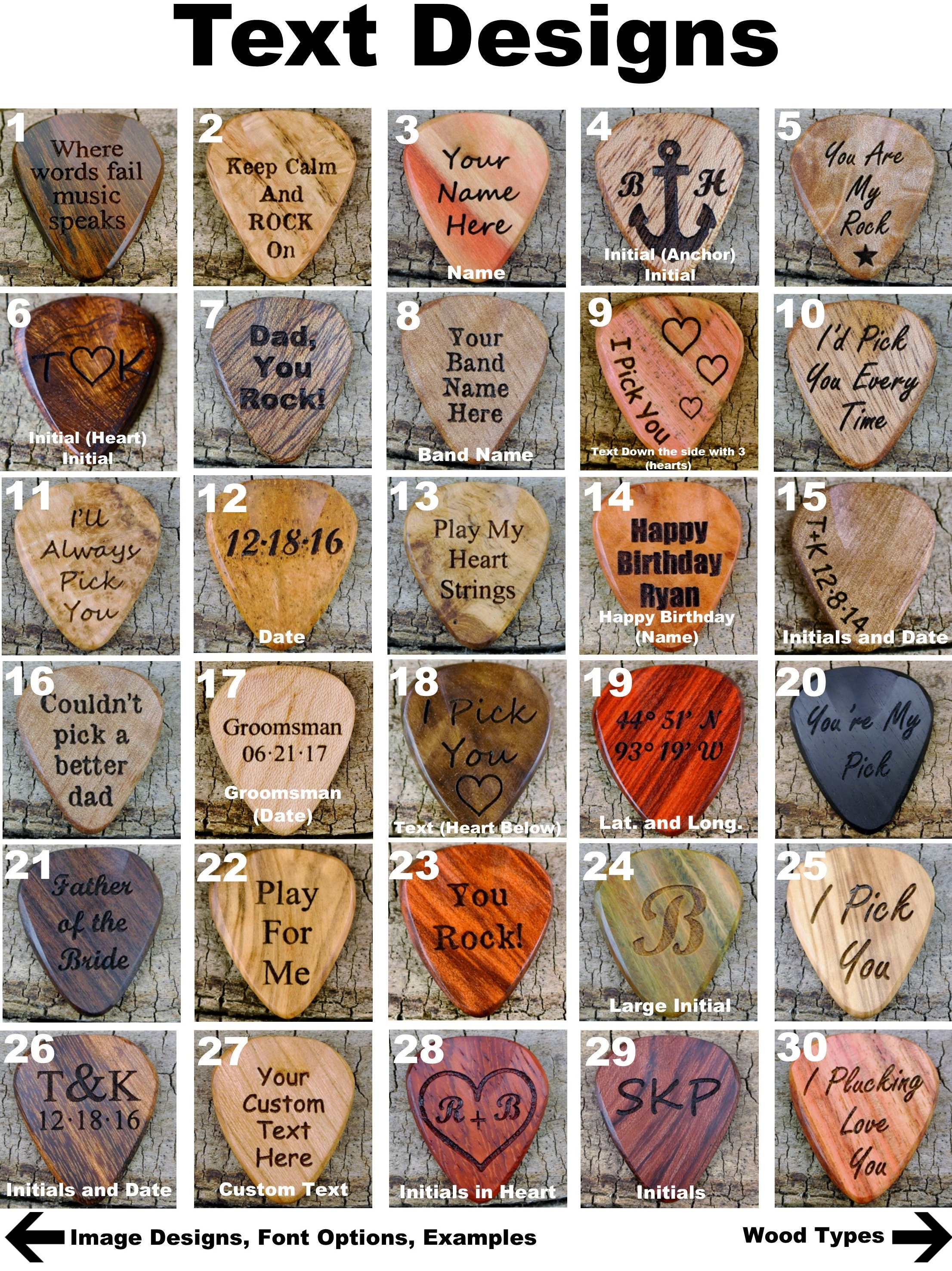 Hand Stamped Guitar Pick Custom Guitar Pick Personalised Pick Step Dad Father's Day