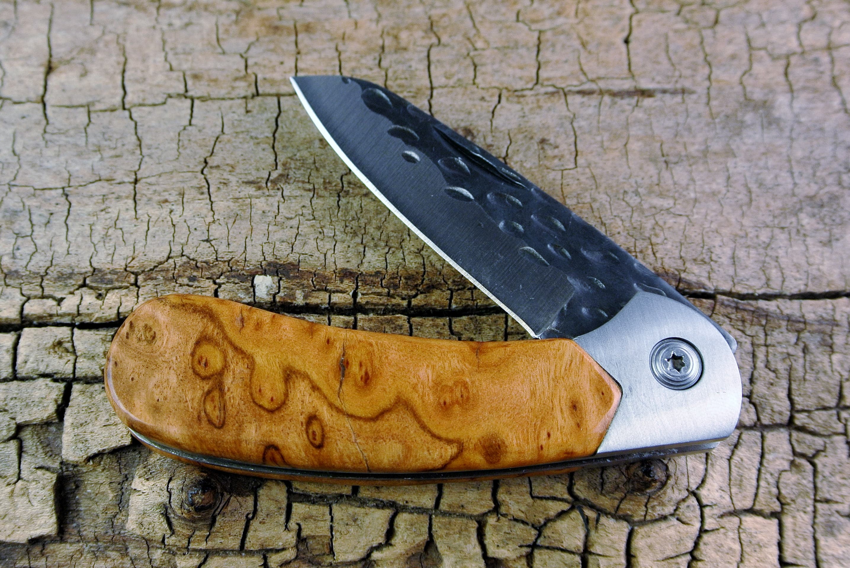 Pocket Knife with Wood Handle Coolibah Burl Wooden Handle Wood Pocket Knife Hunting Knife