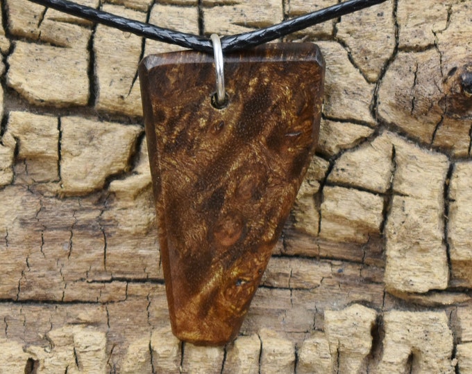 Handmade Caribbean Rosewood Burl Wood Pendant Necklace: Adjustable 18-20 inch