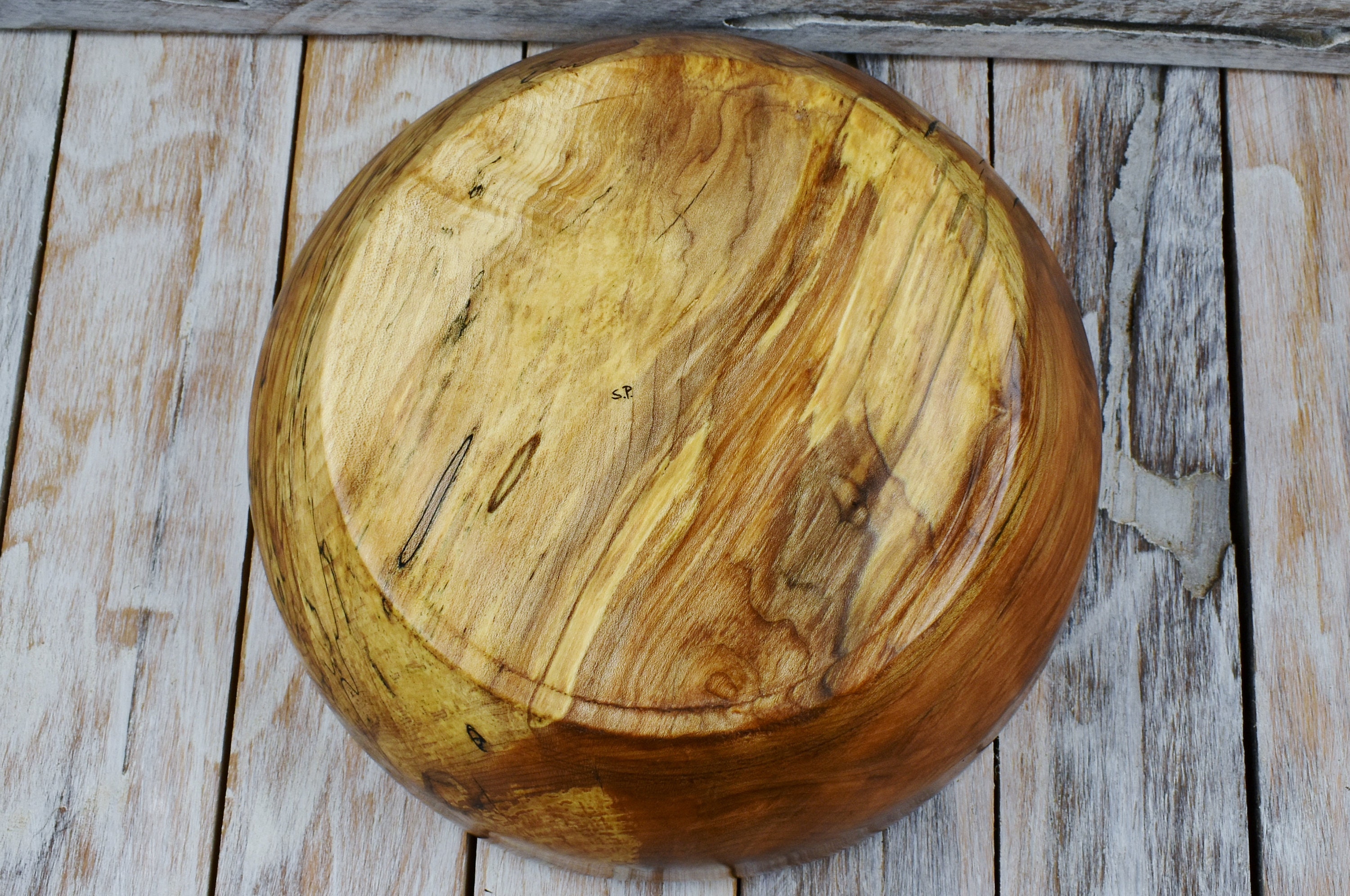 Wooden Centerpiece Bowl Spalted Maple Rustic Bowl Hand Carved