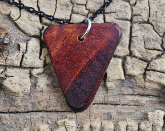 Handmade Bloodwood Burl Wood Pendant Necklace - Belize Rare Wood