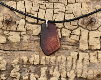 Handmade Lilac Burl Wood Pendant Necklace: Adjustable 18-20 inch