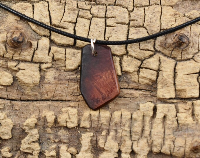 Handmade Lilac Burl Wood Pendant Necklace: Adjustable 18-20 inch