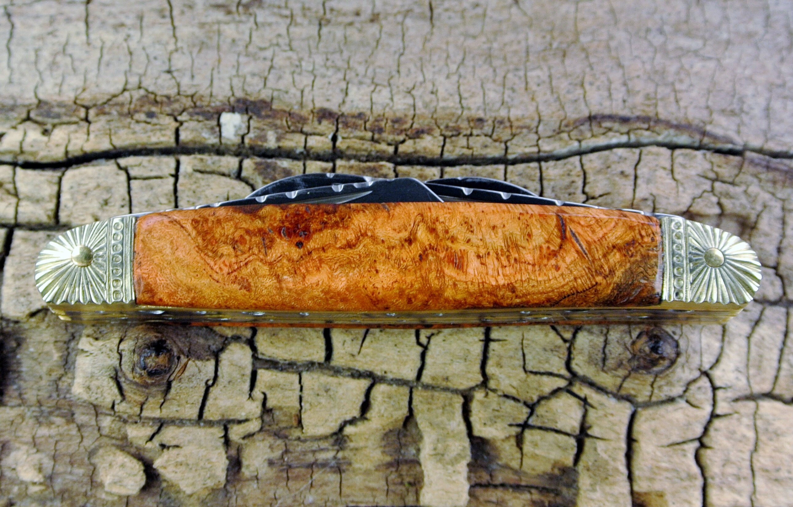 Pocket Knife with Wood Handle Cherry Burl Wooden Handle Wood