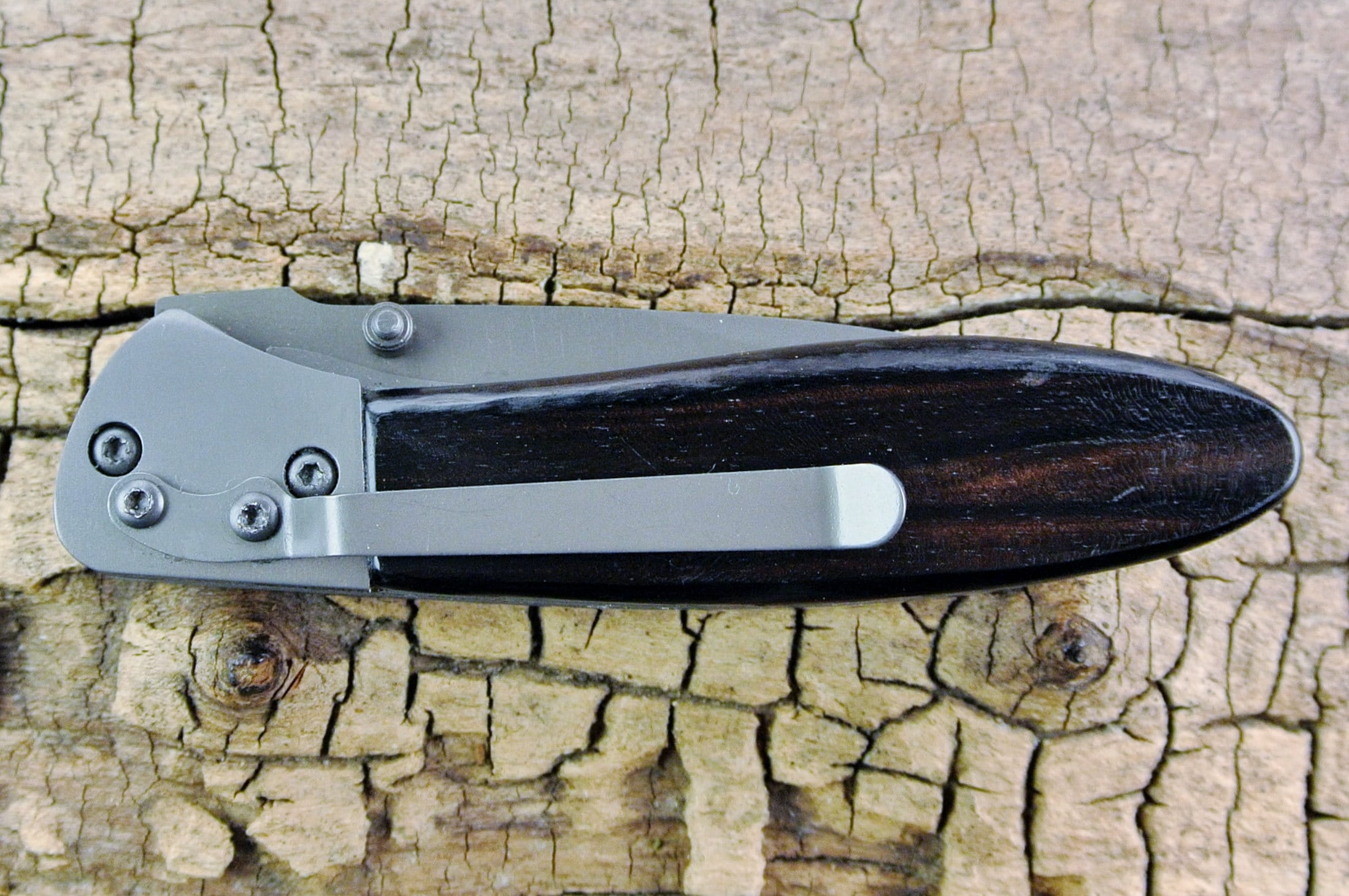 Pocket Knife with Wood Handle Macassar Ebony Wooden Handle Wood
