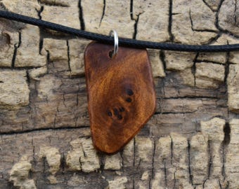 Handmade Moroccan Thuya Burl Wood Pendant Necklace -  (18-20inch Adjustable)