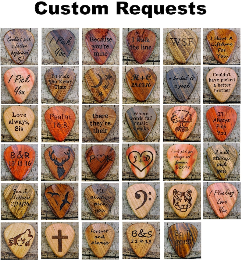 Custom Wood Guitar Pick Handmade Wood Guitar Pick Engraved Wooden Guitar Pick Personalized Wood Guitar Pick 1 Wood Guitar Pick image 7