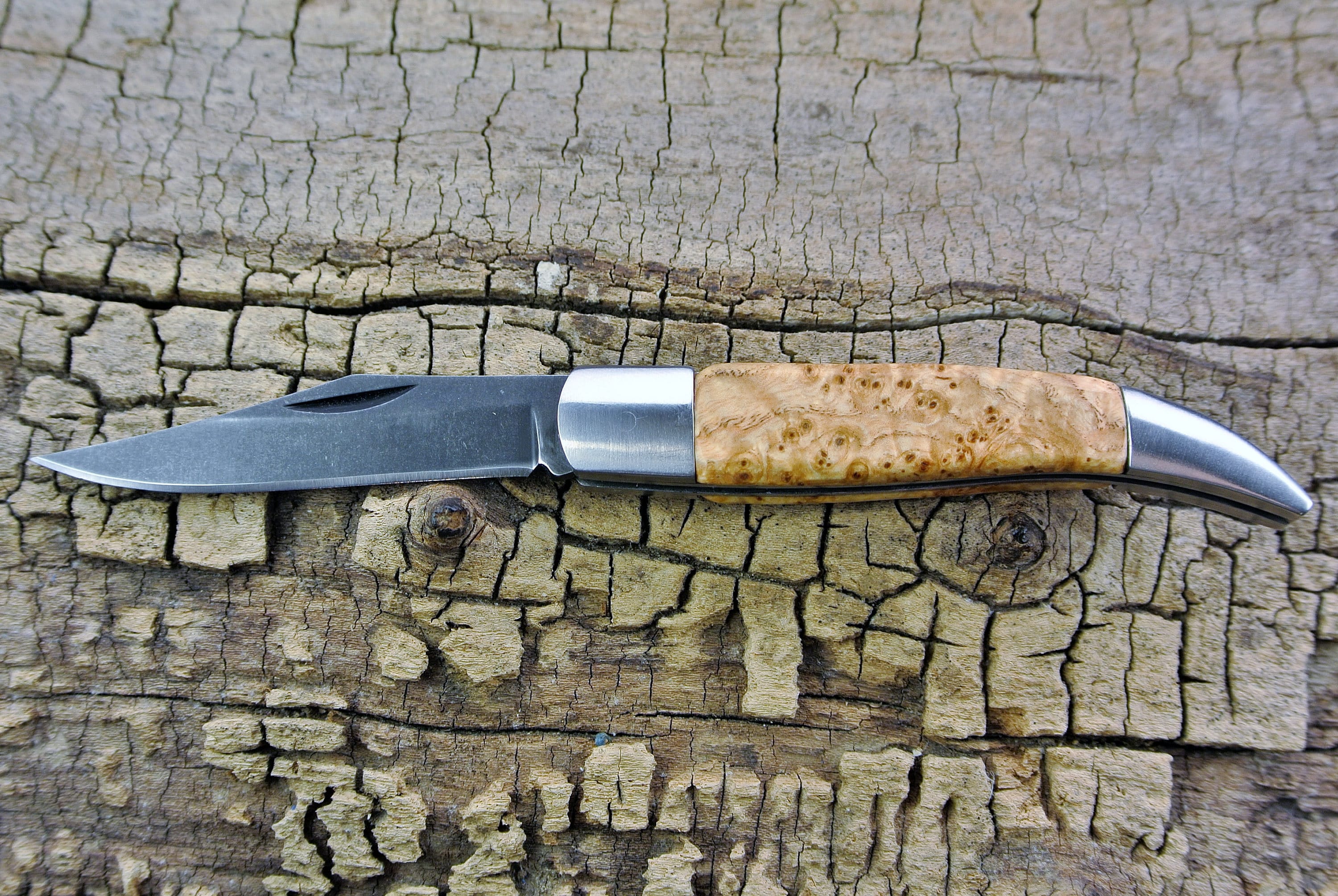 Pocket Knife with Wood Handle Black Ash Burl Wooden Handle Wood