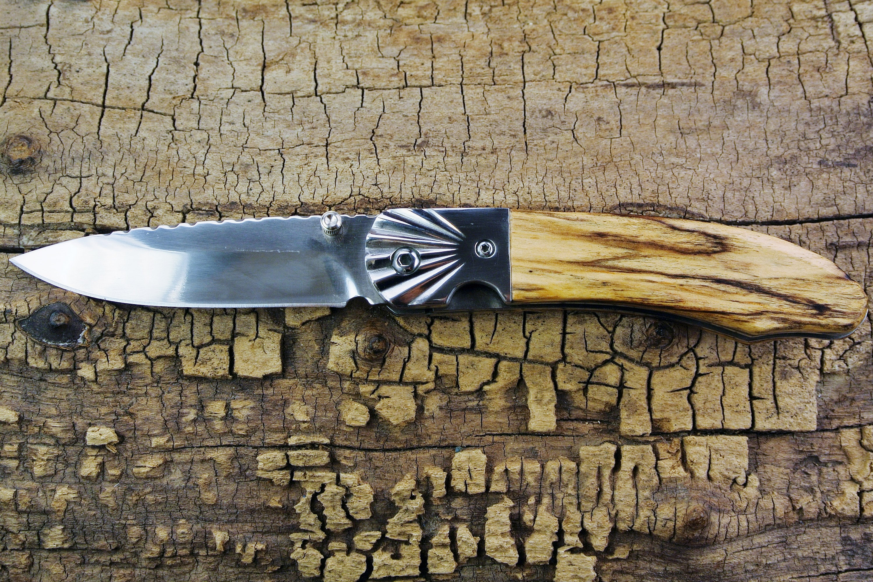 Pocket Knife with Wood Handle Spalted Maple Wooden Handle Wood