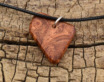 Afzelia Burl Wood Pendant Necklace - Handmade Wood Pendant - Rare Wood Necklace - 1 Wood Pendant - 18-20inch Adjustable