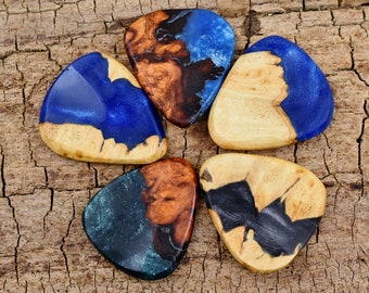 Afzelia Burl Resin Wood Guitar Pick - Handmade Guitar Pick - Pick Your Pick - 1 Resin Wood Guitar Pick