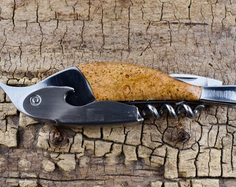 Corkscrew Bottle Opener - Cherry Burl - Groomsmen Gift - Wedding Gift