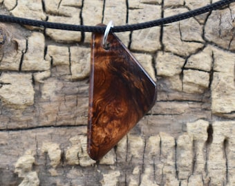 Honduran Rosewood Burl Wood Pendant Necklace - Handmade Rare Wood