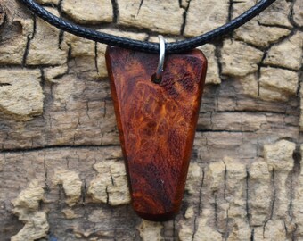 Bloodwood Burl Wood Pendant Necklace - Handmade Wood Pendant - Rare Wood Necklace - 1 Wood Pendant - 18-20inch Adjustable