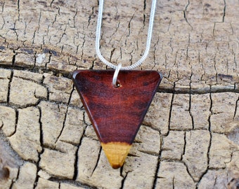 Bloodwood Burl Wood Pendant Necklace - Handmade Wood Pendant - Rare Burl from Belize Wood Necklace - 1 Wood Pendant - 20 inch Long Chain