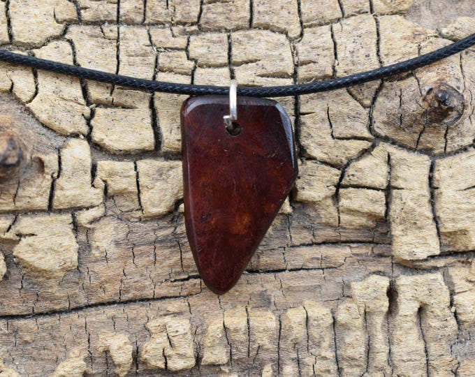 Handmade Lilac Burl Wood Pendant Necklace - Adjustable 18-20 inch
