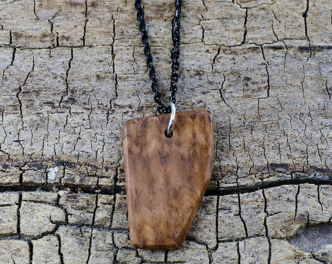 Handmade Bimble Box Burl Wood Pendant Necklace - 18 inch Chain