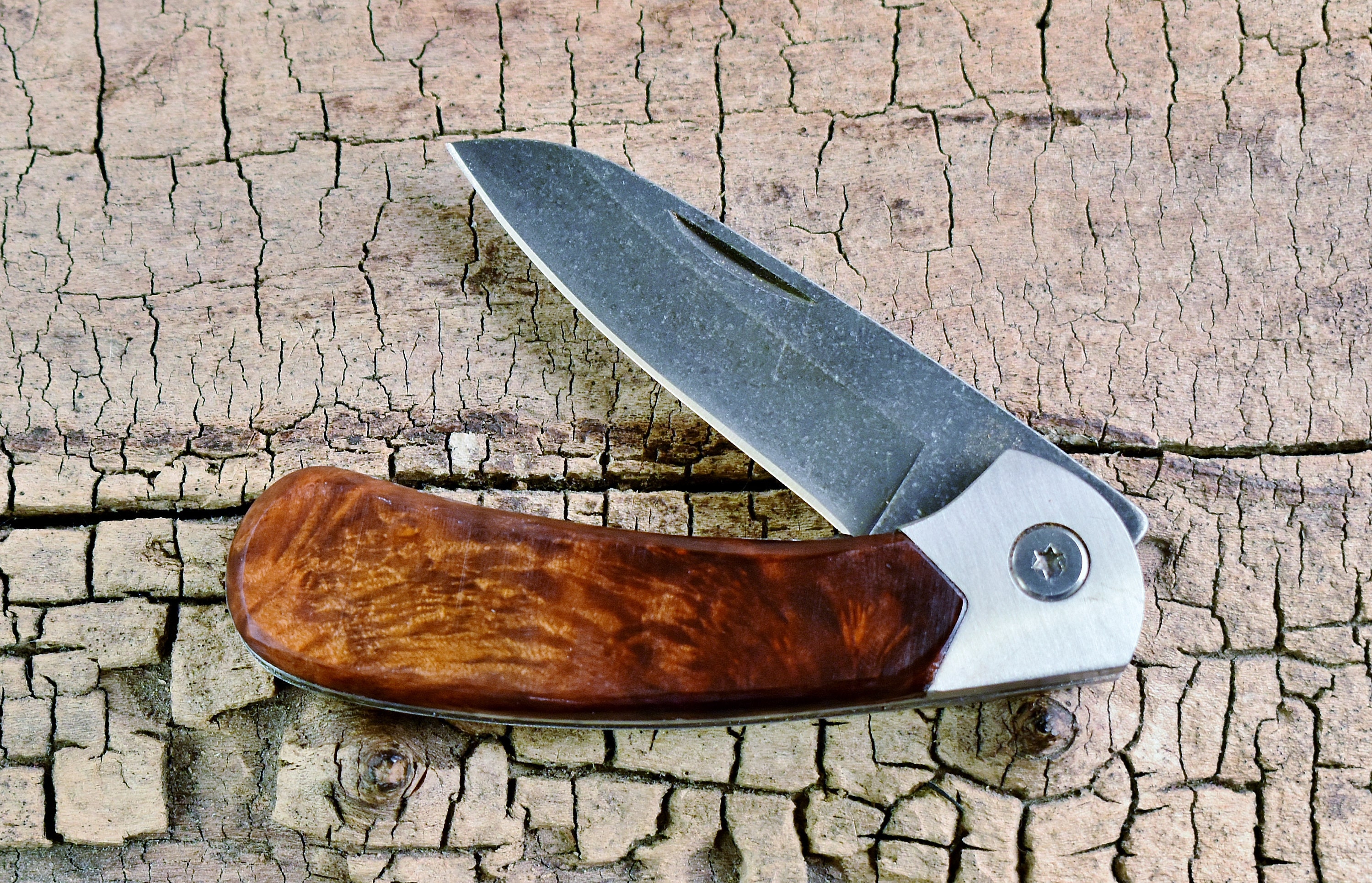Pocket Knife with Wood Handle Manzanita Burl Wooden Handle Wood