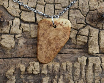 Black Ash Burl Wood Pendant Necklace - 20 inch Chain