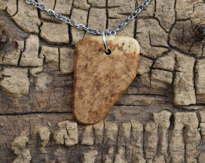 Black Ash Burl Wood Pendant Necklace - 20 inch Chain