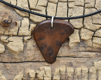 Walnut Burl Wood Pendant Necklace - Handmade Wood Pendant - Wood Necklace - 1 Wood Pendant - 18-20inch Adjustable