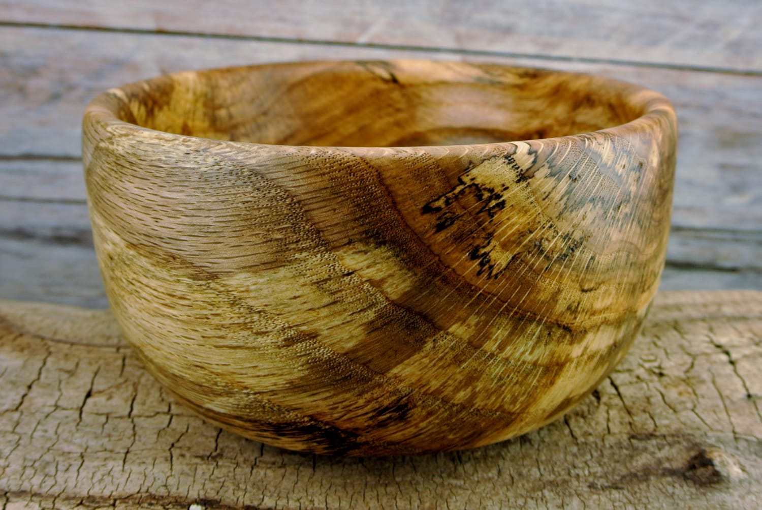 Wooden Centerpiece Bowl Spalted Oak Fruit Bowl Rustic Bowl Hand Carved Bowl Spalted