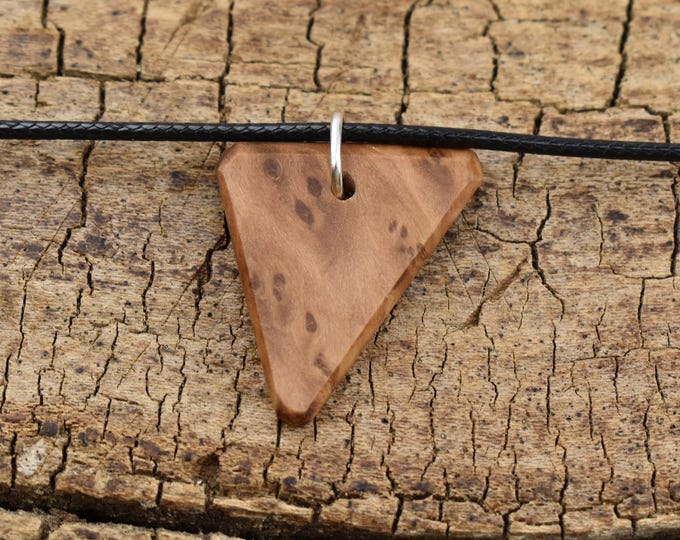 Australian Corrugata Burl Wood Pendant Necklace - Handmade Adjustable Necklace