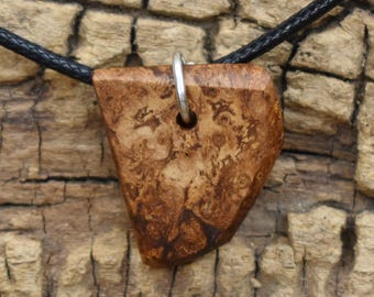 Hickory Burl Wood Pendant Necklace - Handmade Wood Pendant - Rare Wood Necklace - 1 Wood Pendant - 18-20inch Adjustable