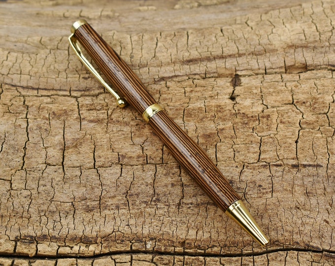 African Wenge Wood Pen: Gold-Plated Slimline Twist Pen