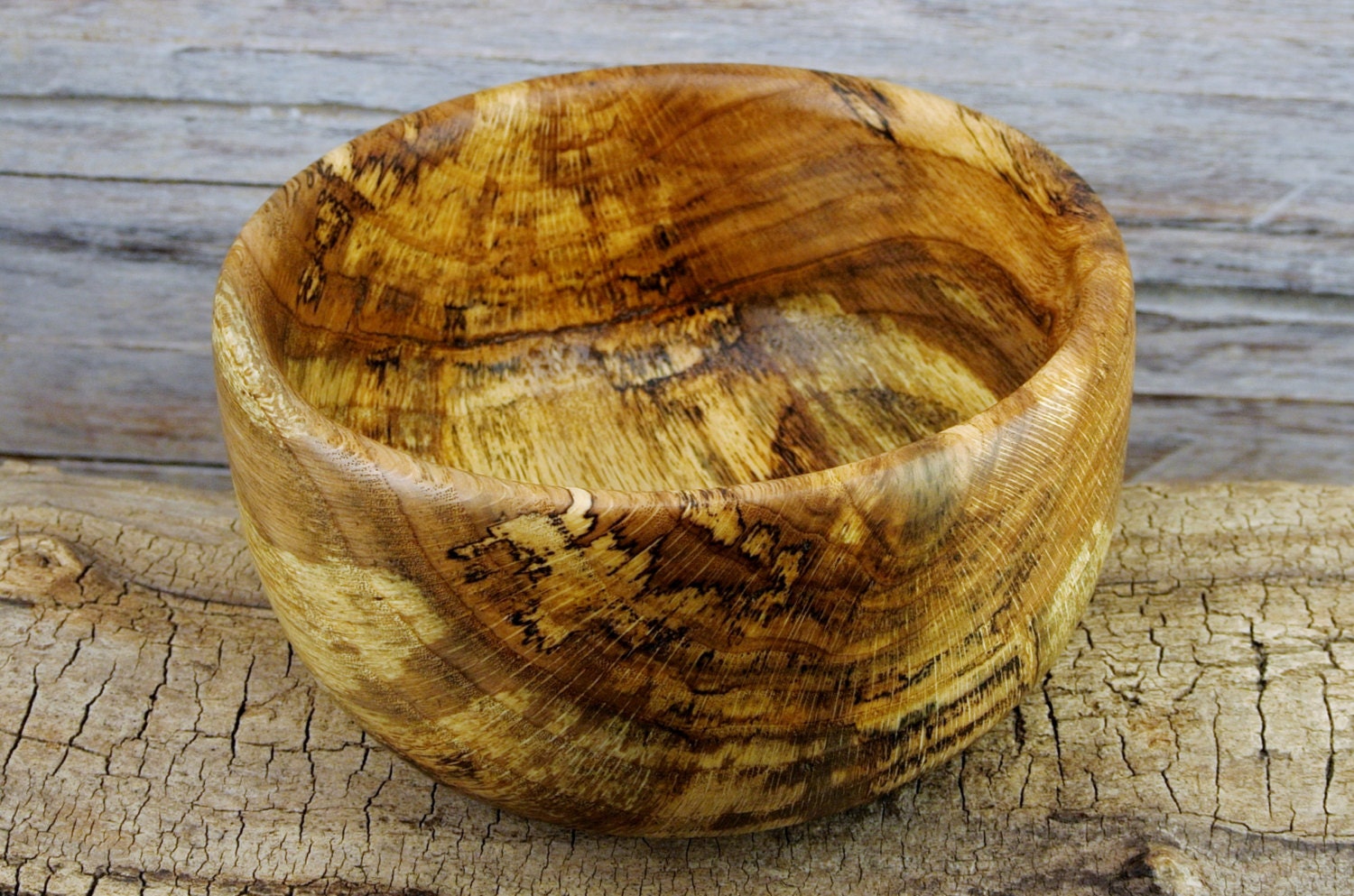 Wooden Centerpiece Bowl Spalted Oak Fruit Bowl Rustic Bowl Hand Carved Bowl Spalted