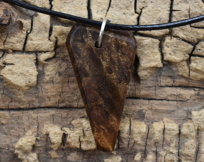 Caribbean Rosewood Burl Wood Pendant Necklace: Handmade Adjustable Necklace